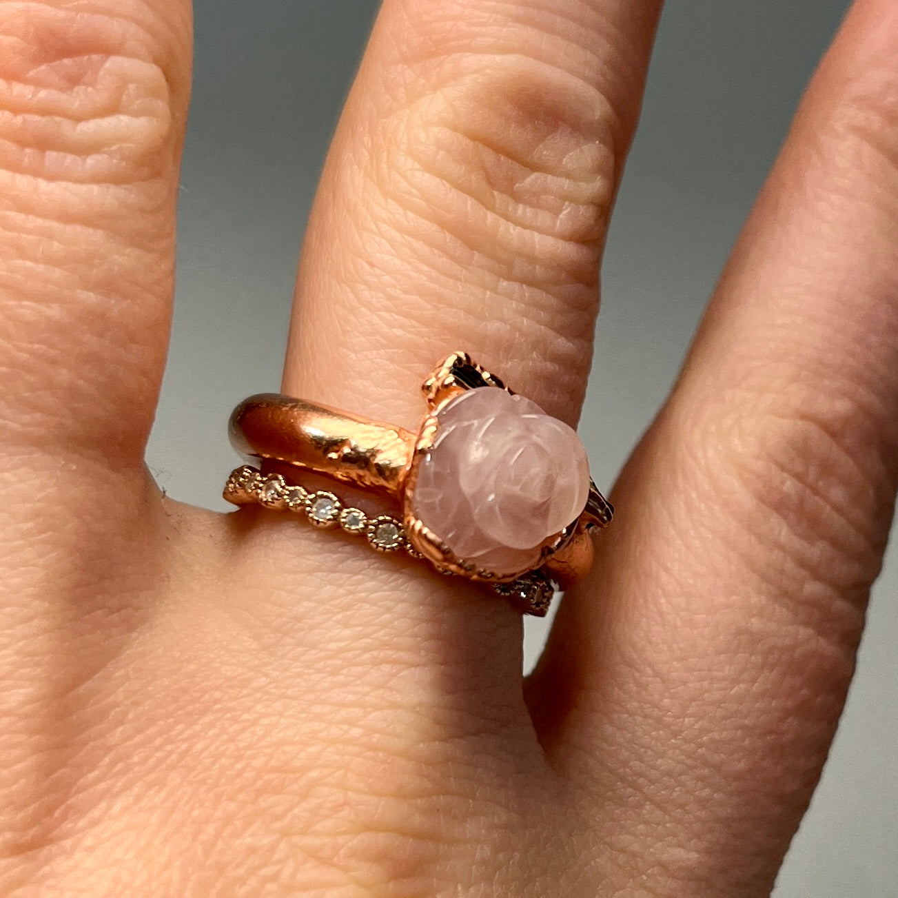 Rose Quartz Tourmaline Ring