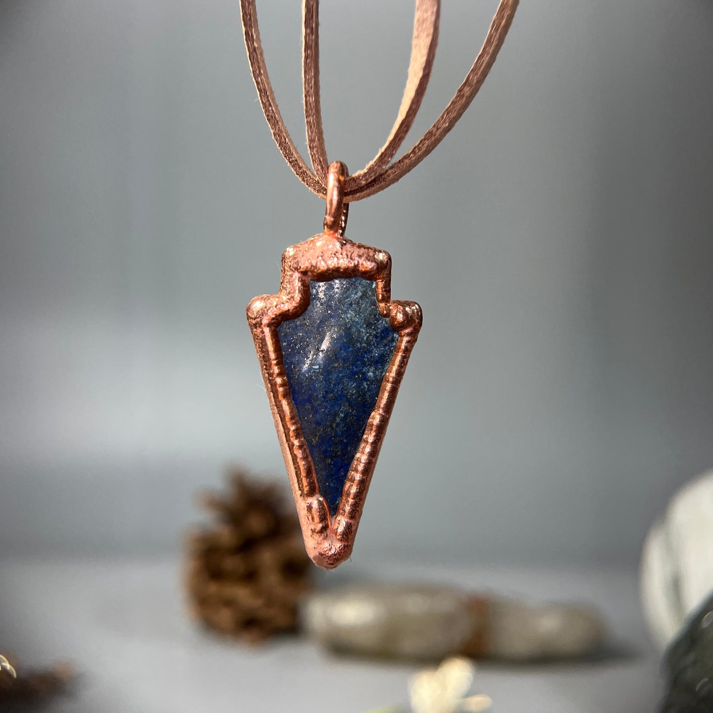 Lapis lazuli Arrowhead with Vegan Leather