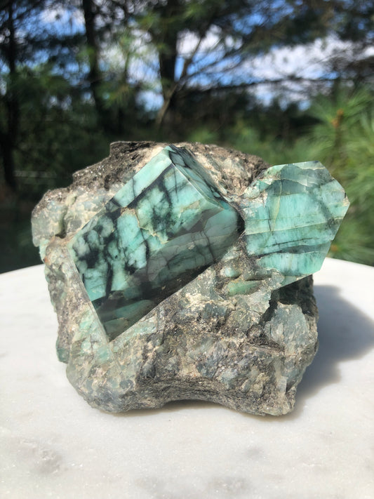 Raw Semi Polished Large Emerald Crystal Specimenjj