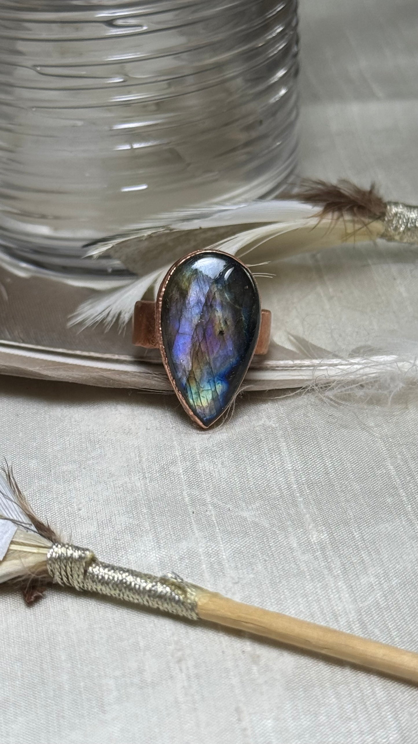 Labradorite Crystal Ring Size 6