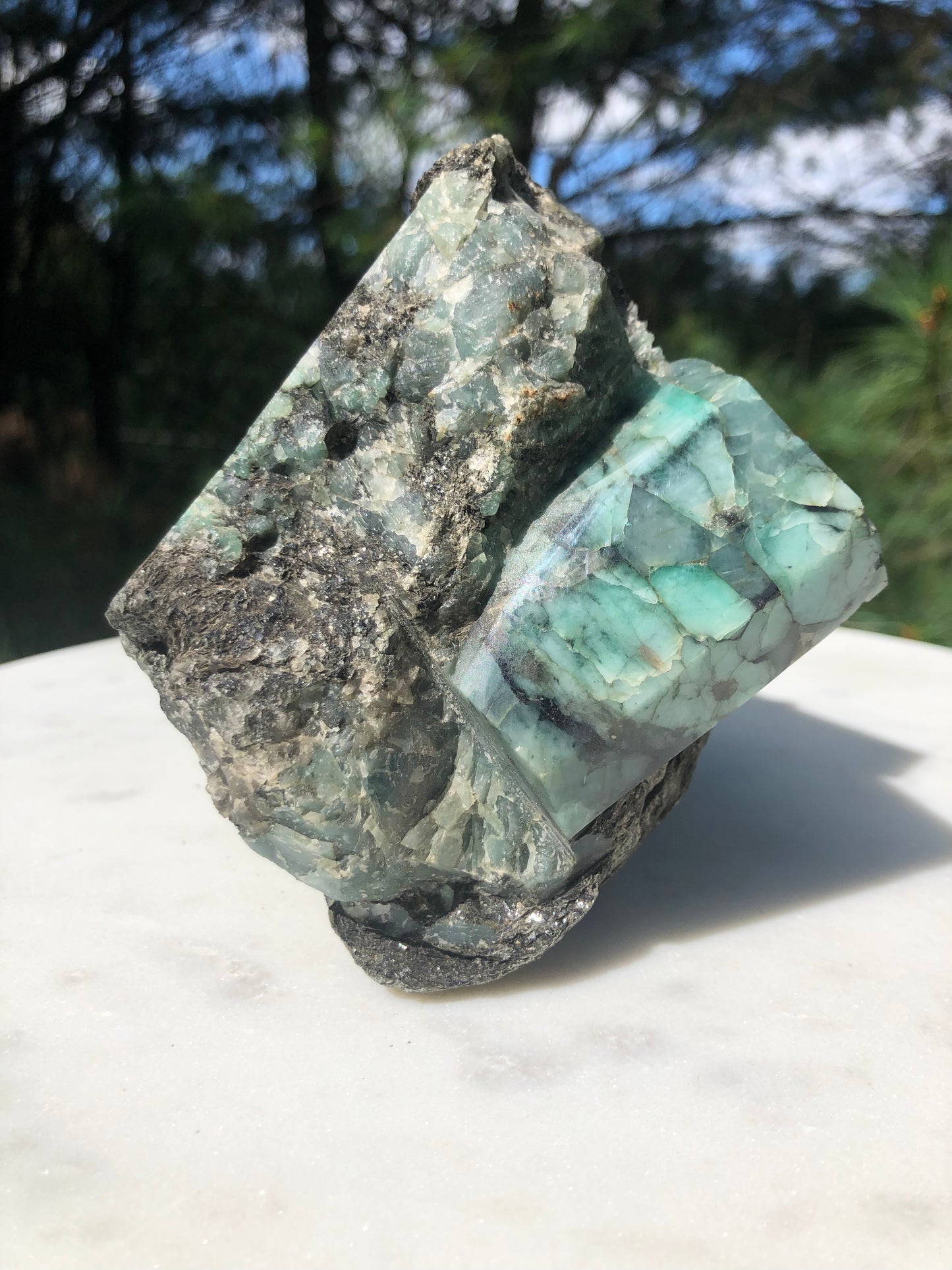 Raw Semi Polished Large Emerald Crystal Specimenjj