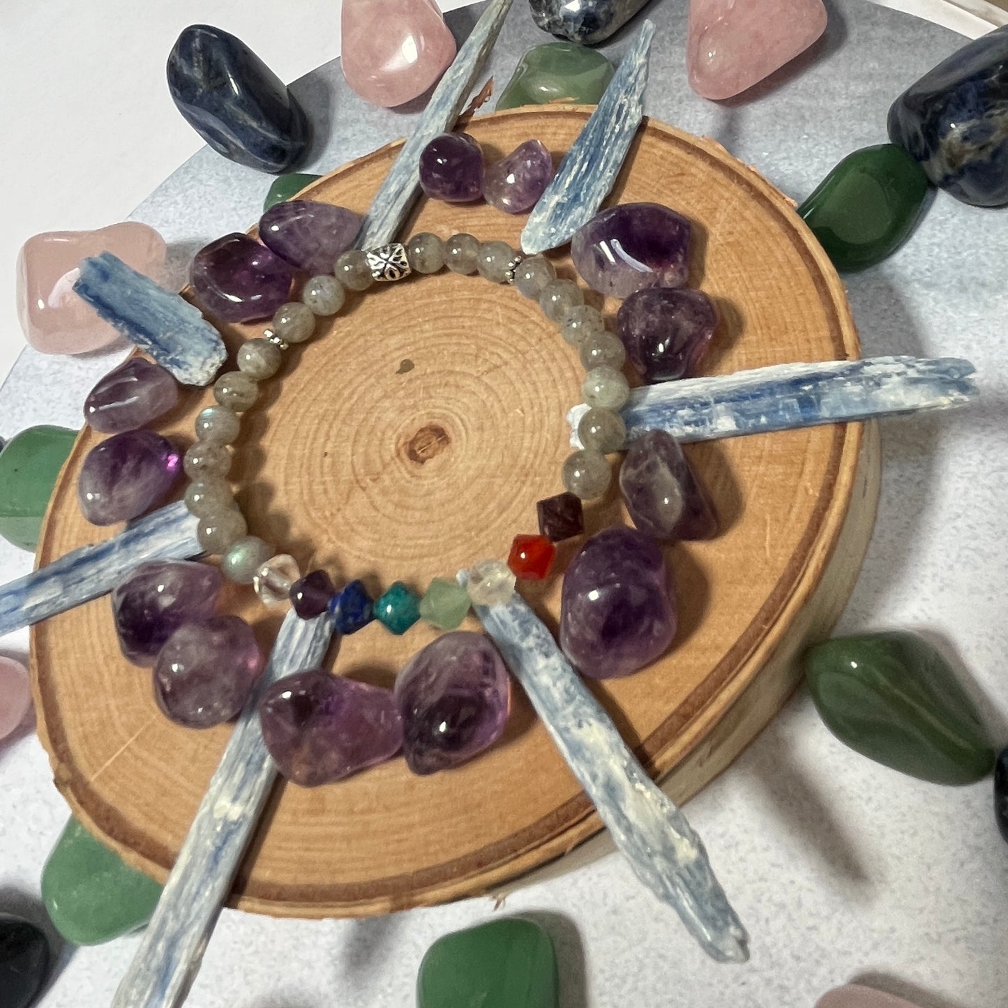 Rainbow Chakra Labradorite Crystal Bracelet