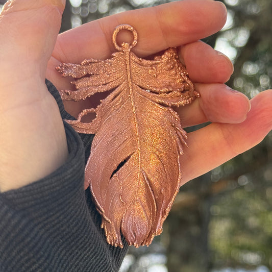 Large Copper Feather Necklace