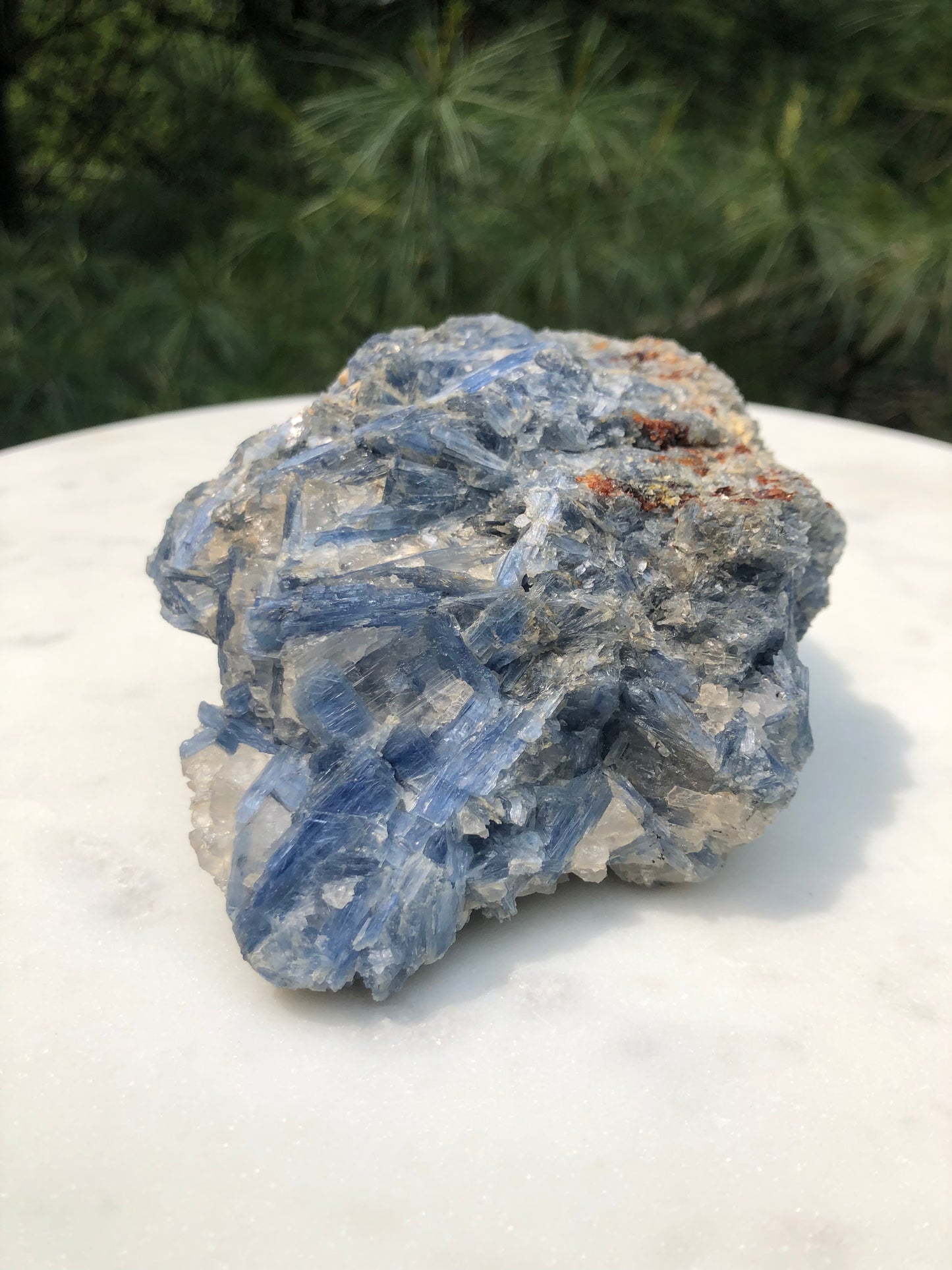 Brazilian Blue Kyanite and Garnet Crystal