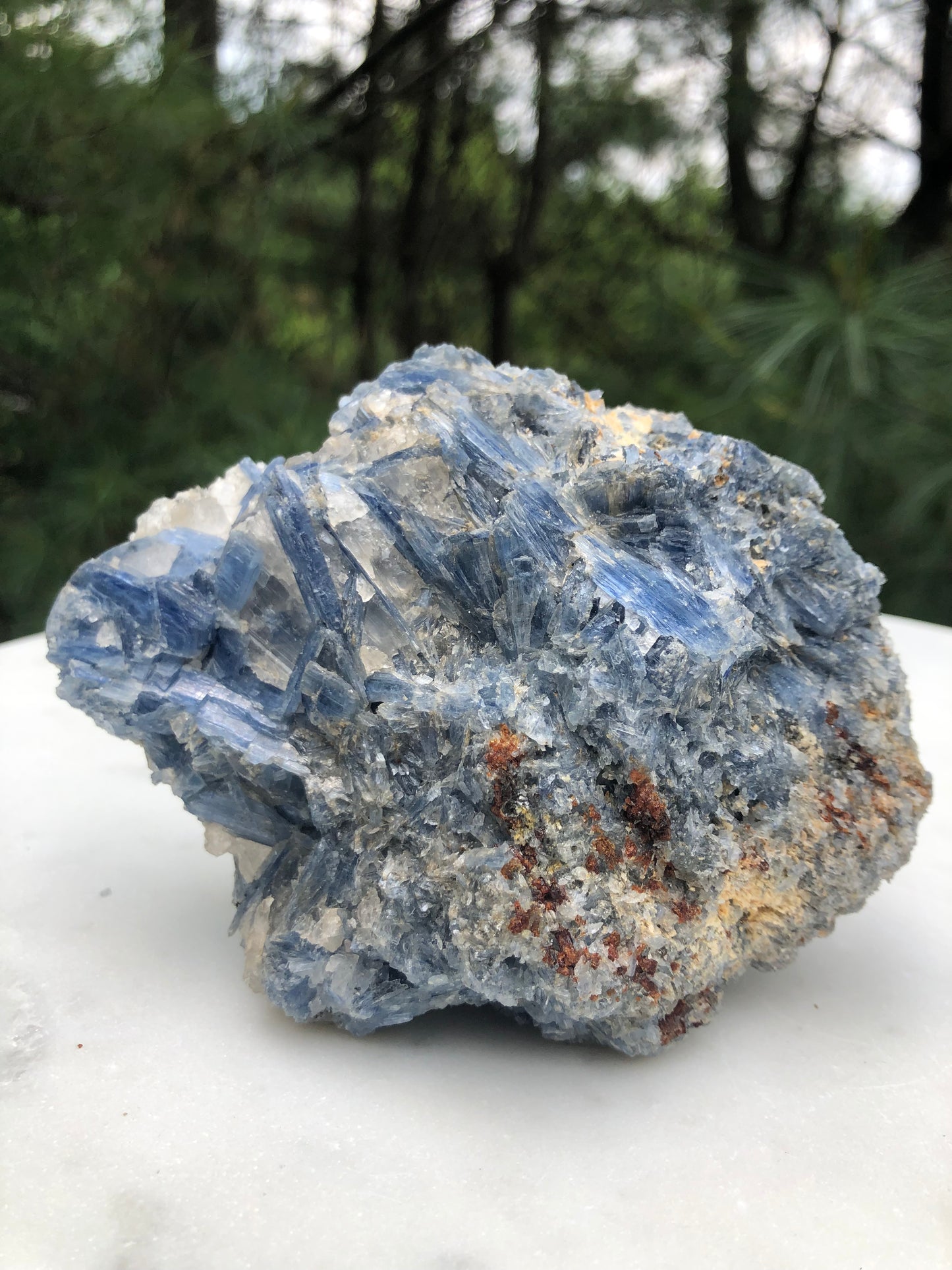 Brazilian Blue Kyanite and Garnet Crystal