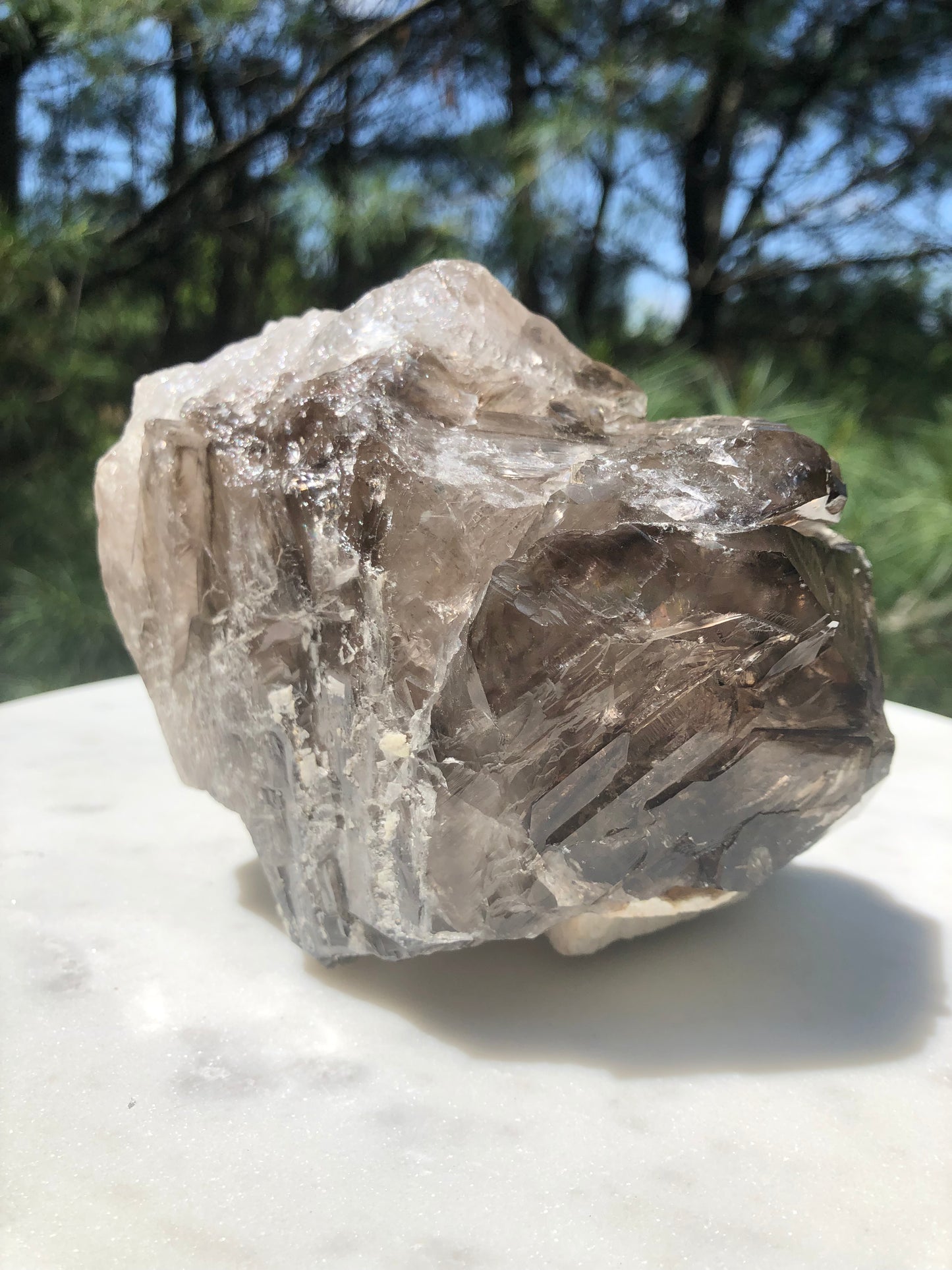 Large Round Smoky Elestial Meditation Crystal