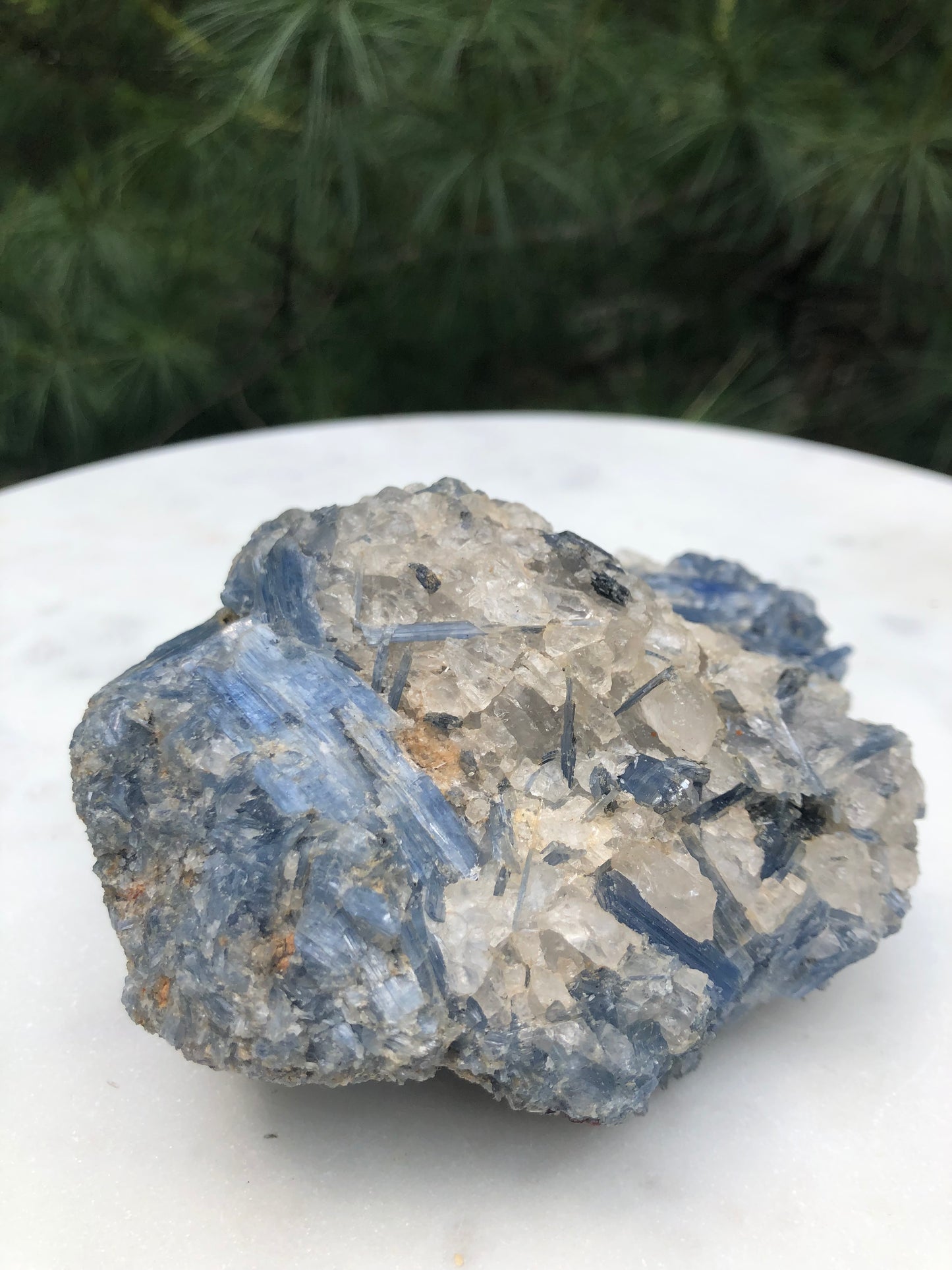 Brazilian Blue Kyanite and Garnet Crystal