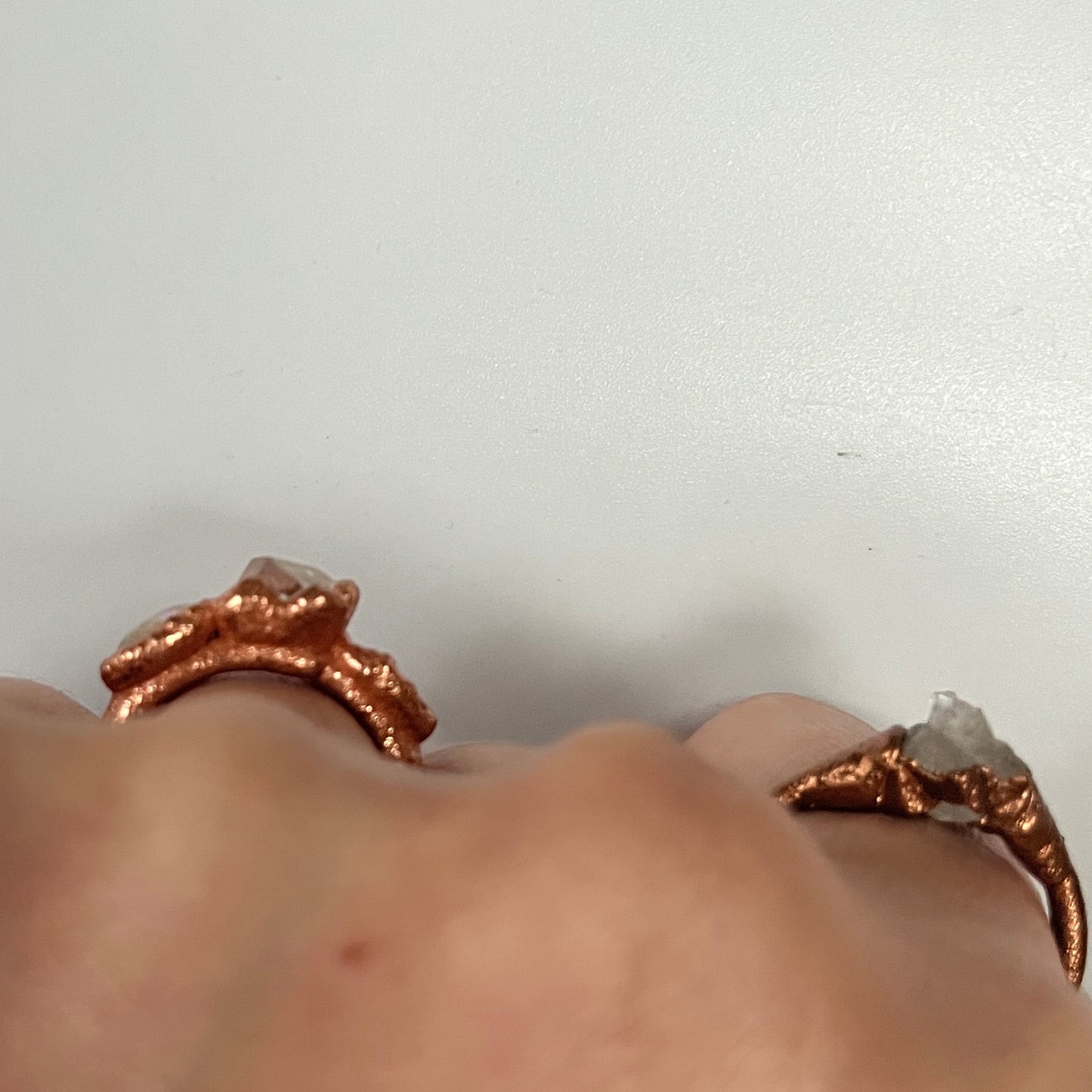 Herkimer Diamond and Moonstone Ring