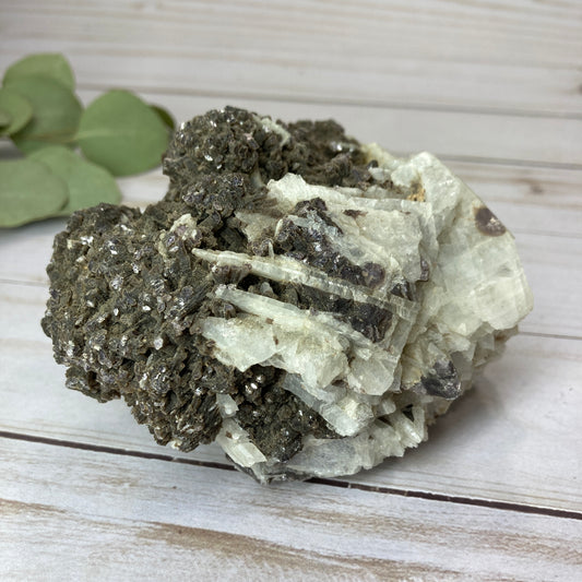 Grey Muscovite and Calcite Show Piece