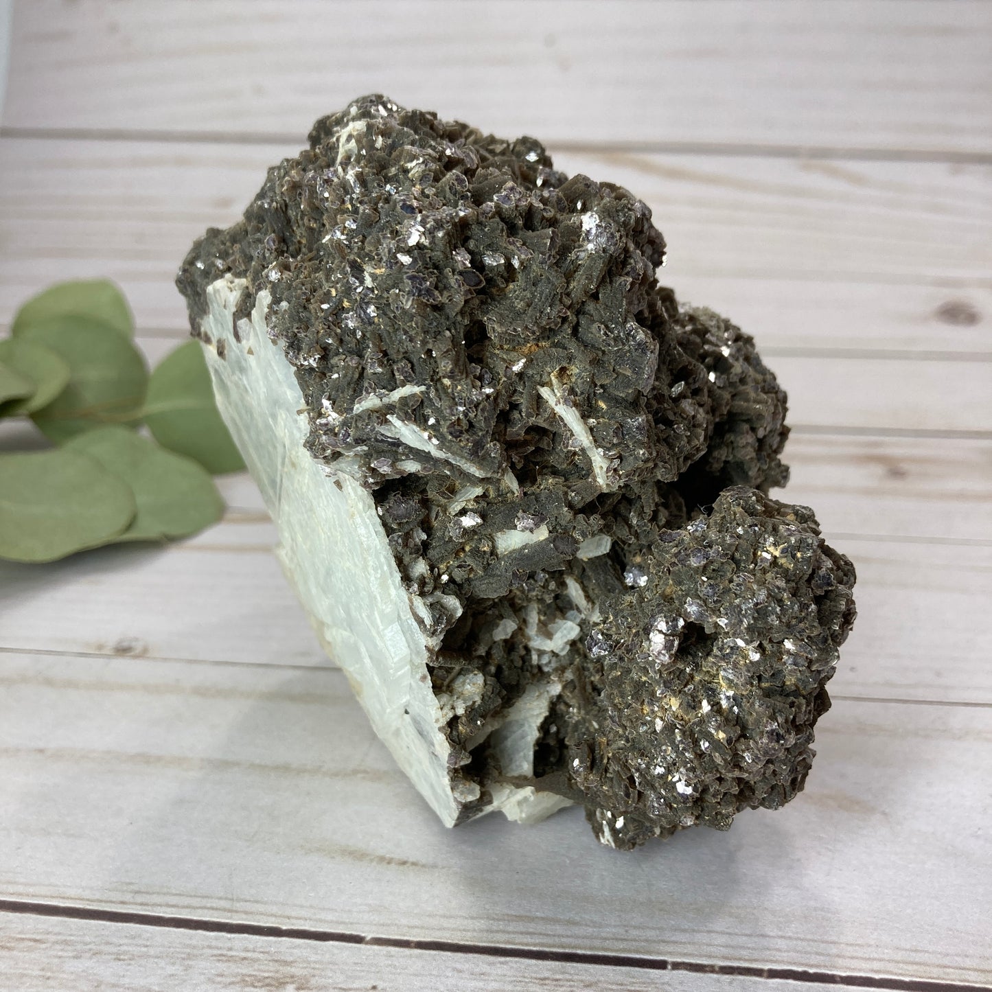 Grey Muscovite and Calcite Show Piece