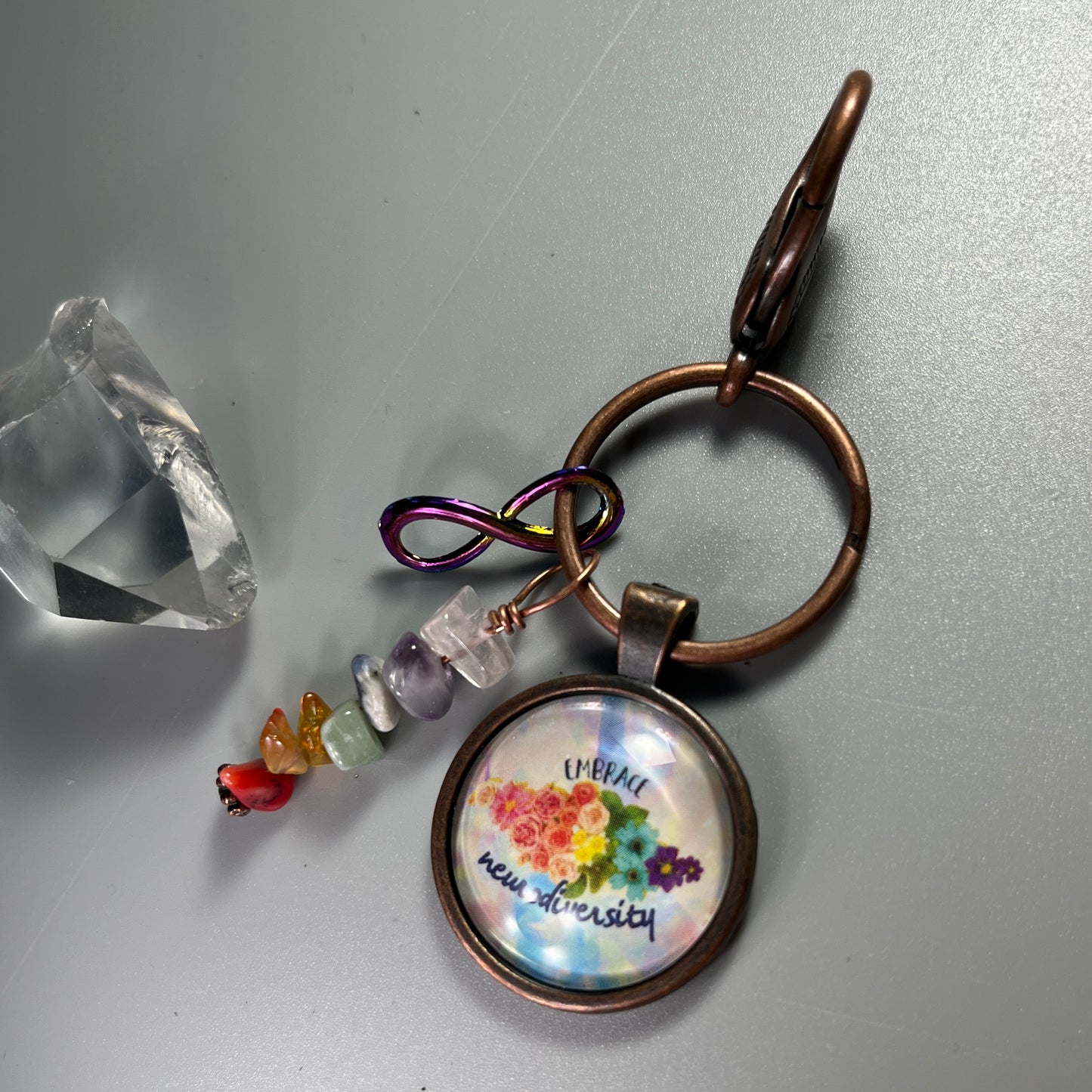 Embrace Neurodiversity Crystal Backpack Charm