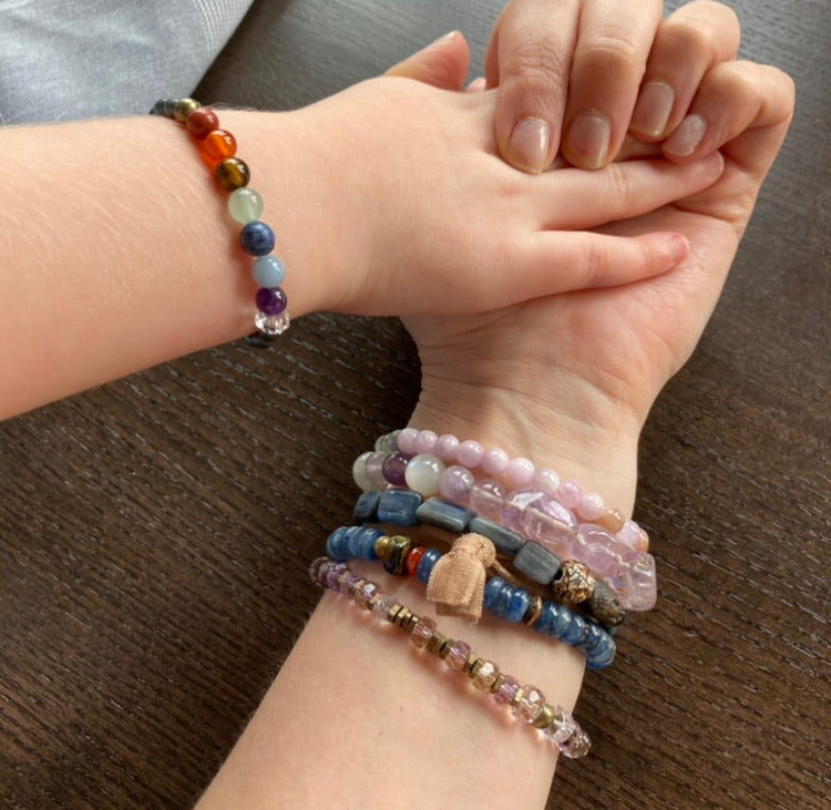 Parent child crystal healing bracelet set 