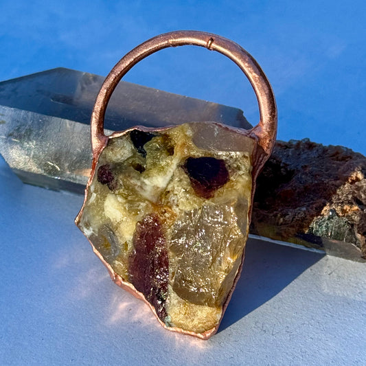 Pink + Green Tourmaline in Matrix Necklace