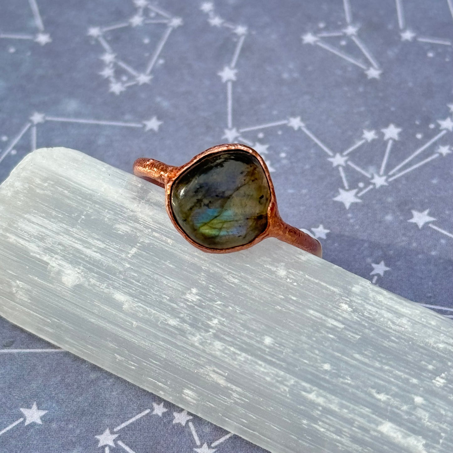 Labradorite Crystal Handmade Ring Size 8