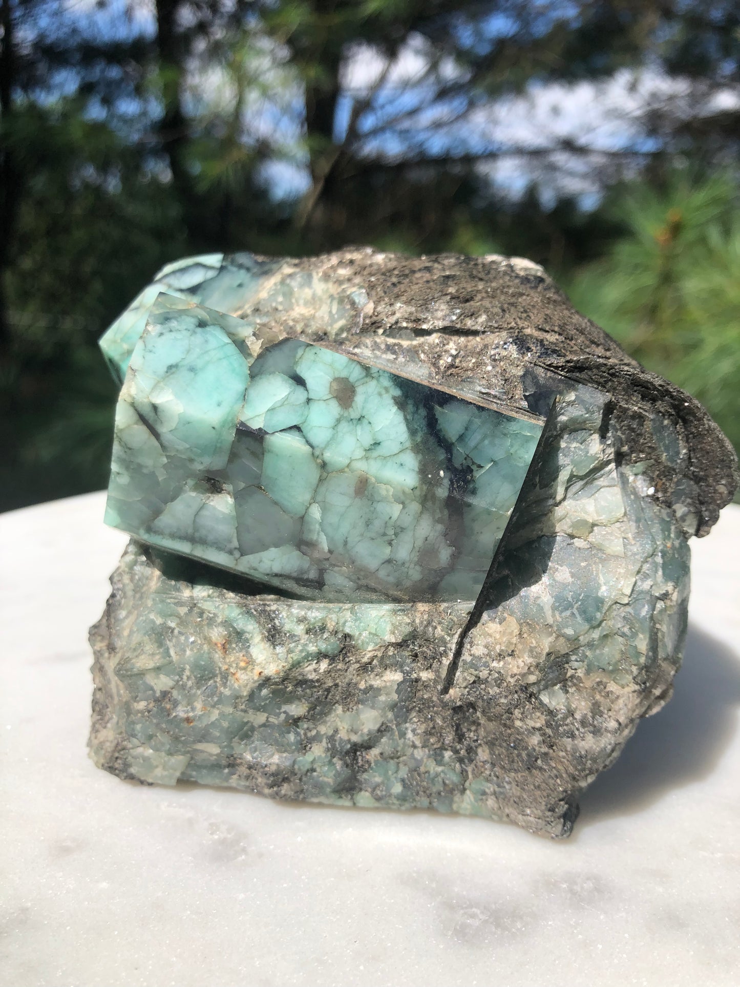 Raw Semi Polished Large Emerald Crystal Specimenjj