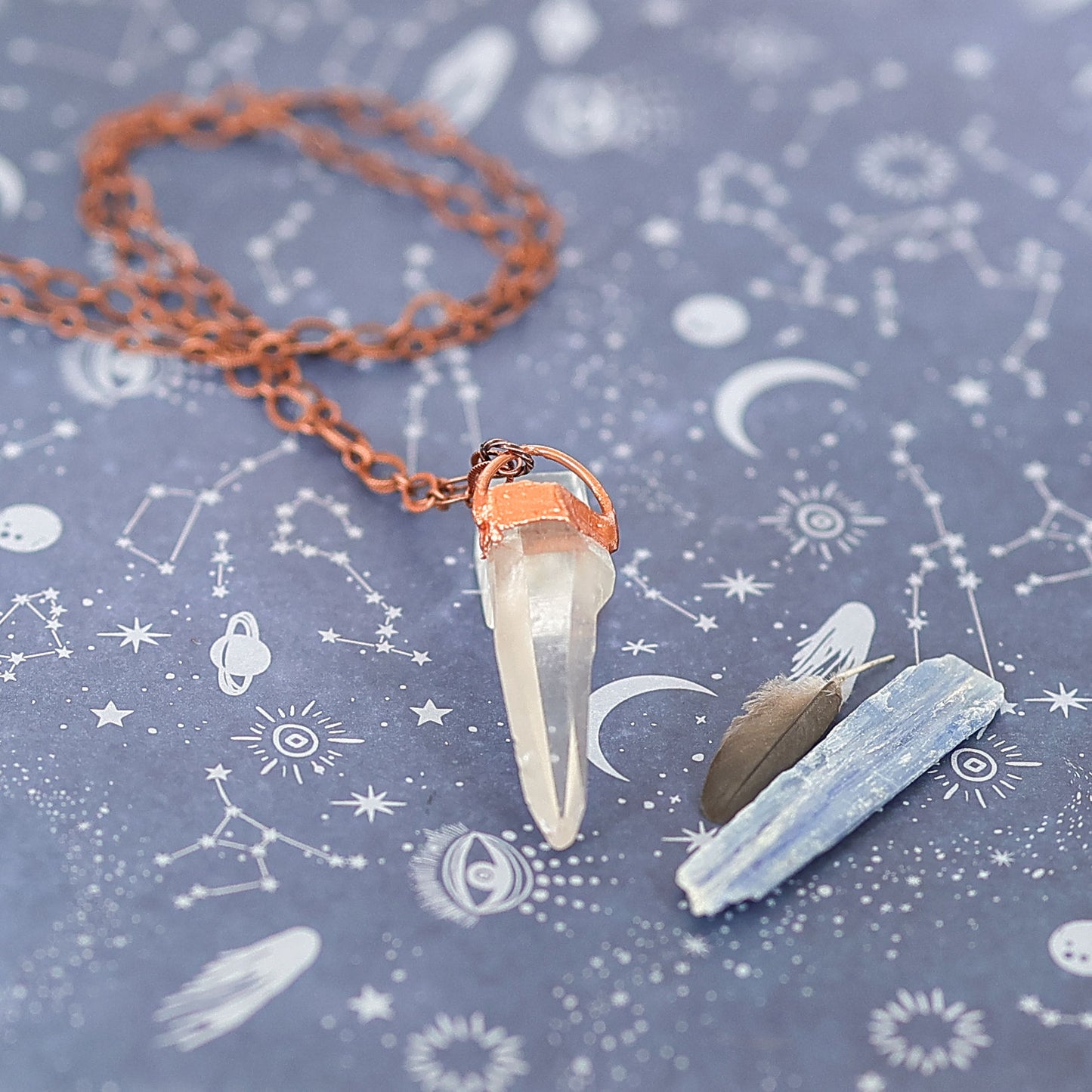 Brazilian Lemurian quartz point crystal necklace for men womxn indigo child