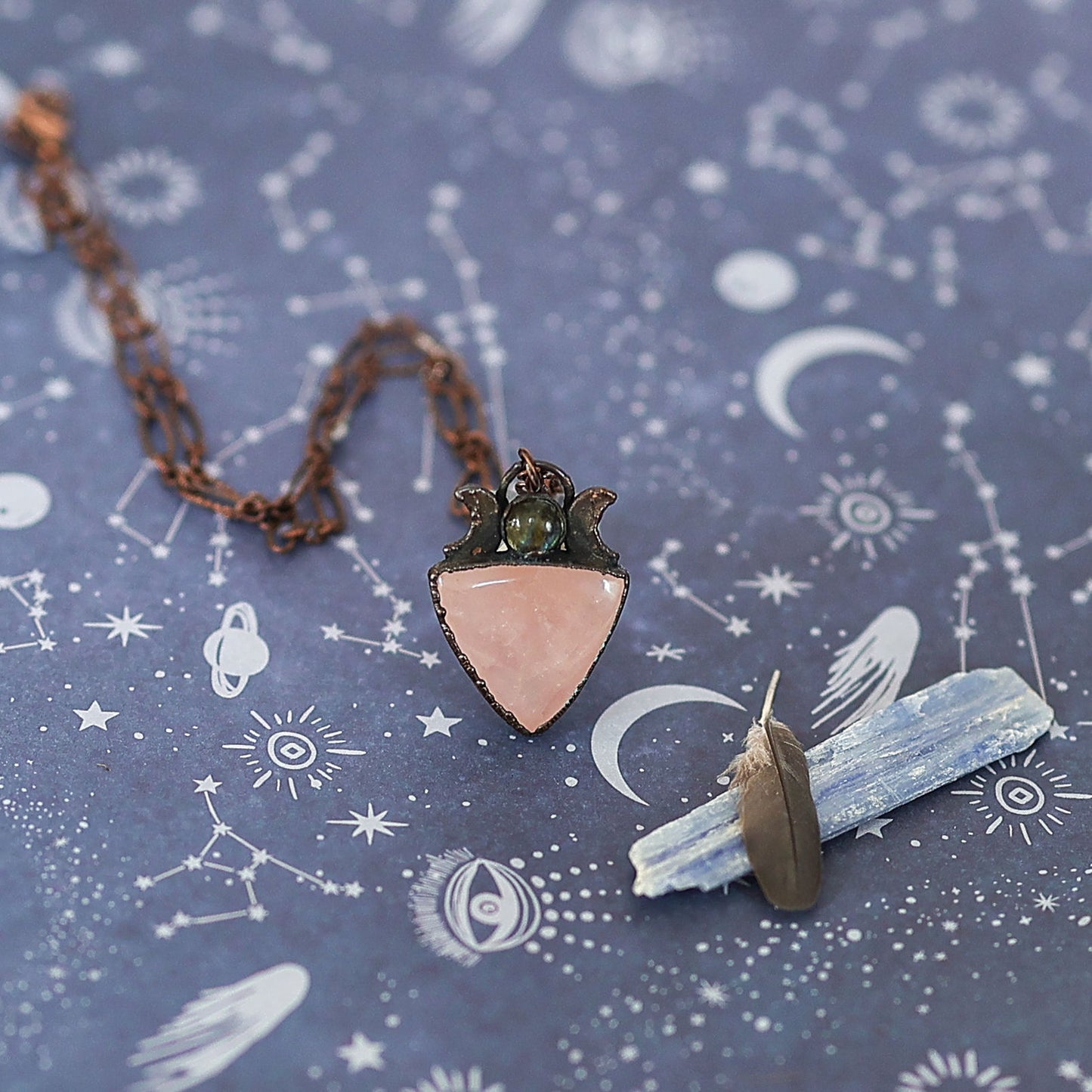 Rose Quartz with Moony Labradorite