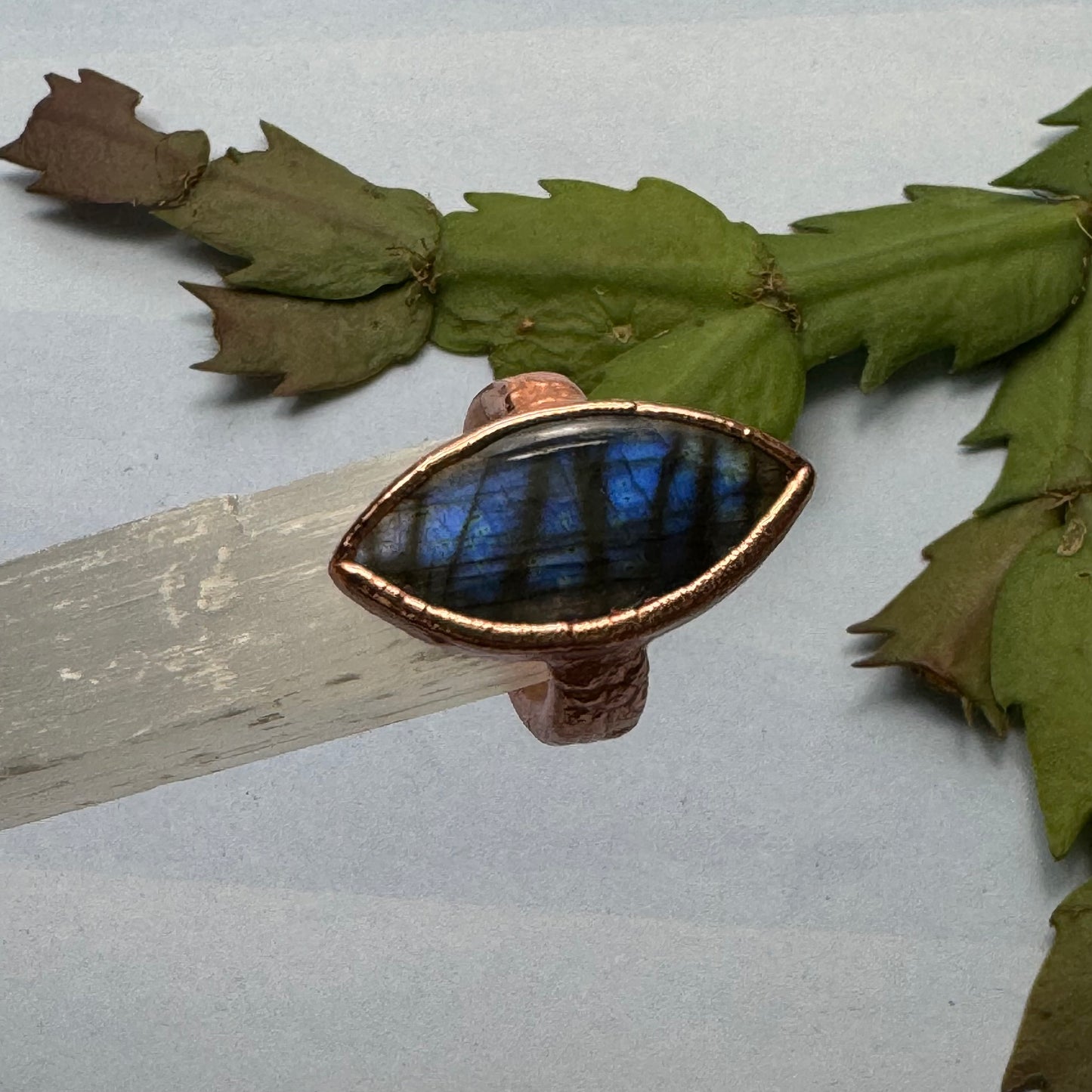 Labradorite Crystal Ring Size 8