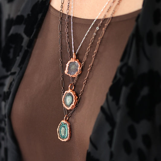 Handmade Stalactite Slice Natural Crystal Necklace