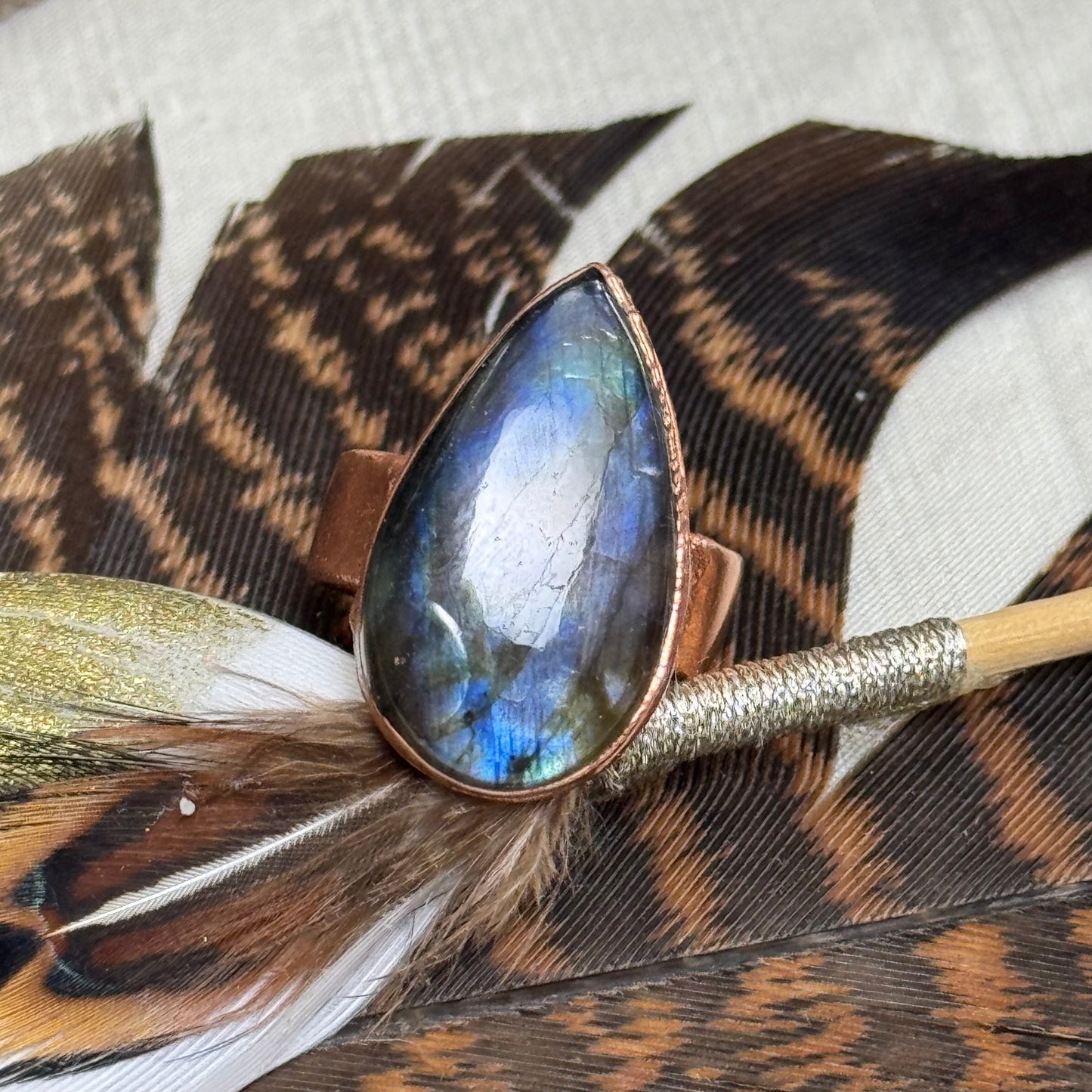 Labradorite Crystal Ring Size 6