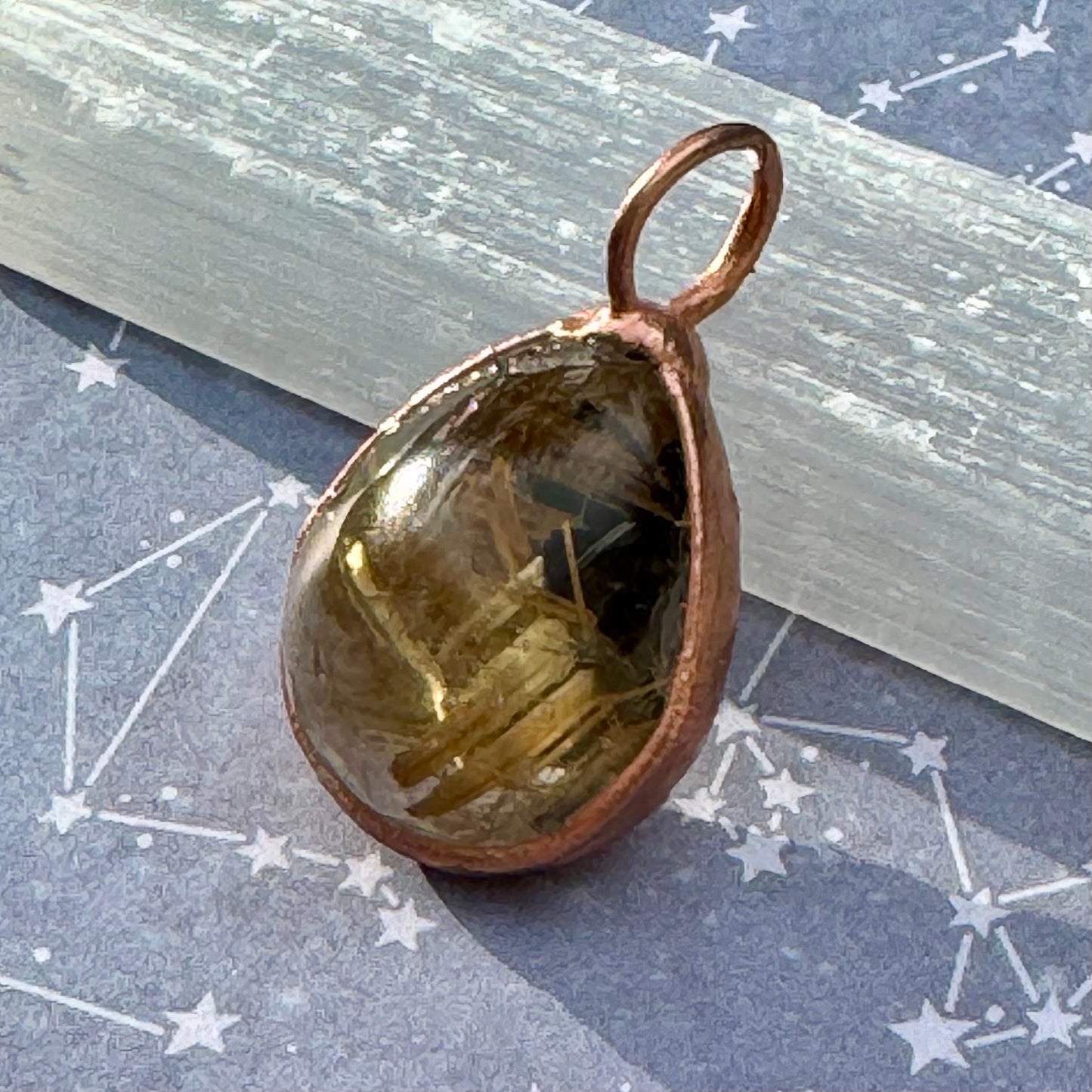 Rutilated Quartz Teardrop Pendant