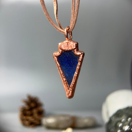 Lapis lazuli Arrowhead with Vegan Leather