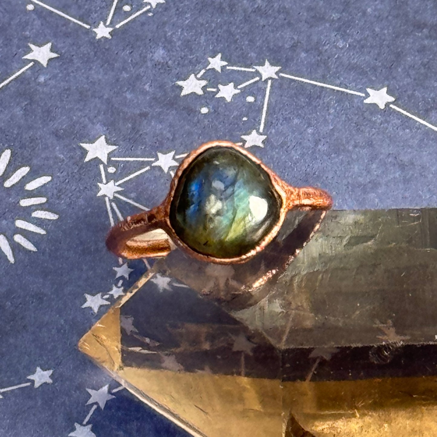 Labradorite Crystal Handmade Ring Size 8