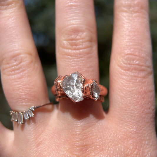 Herkimer Diamond Quartz Ring Size 9