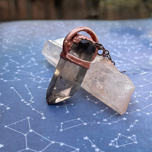 Smoky Rutile Crystal Point Pendant