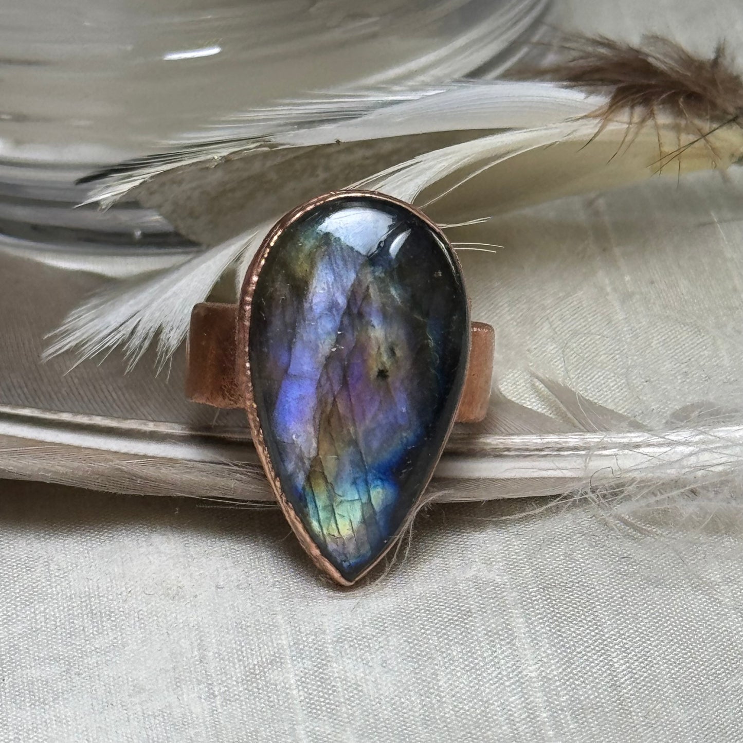 Labradorite Crystal Ring Size 6