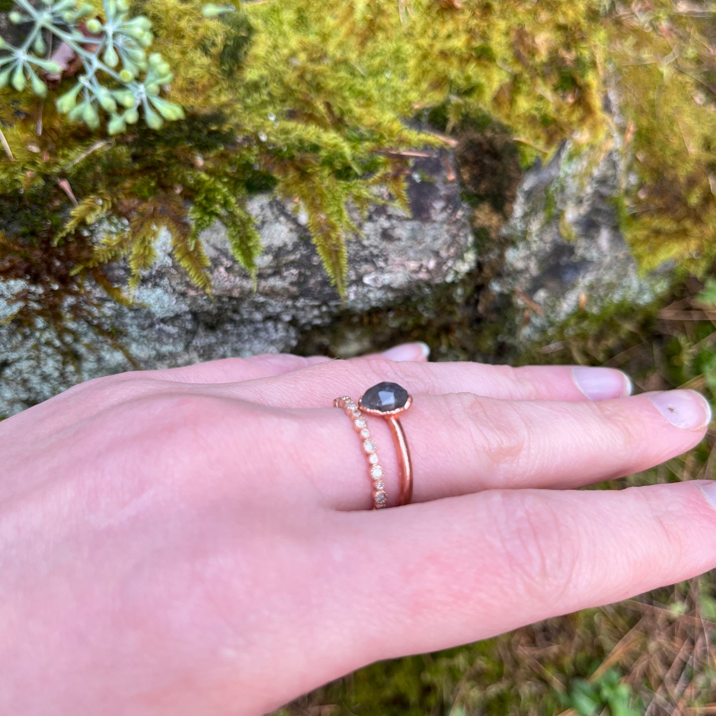 Faceted Labradorite Crystal Stack Ring Size 8