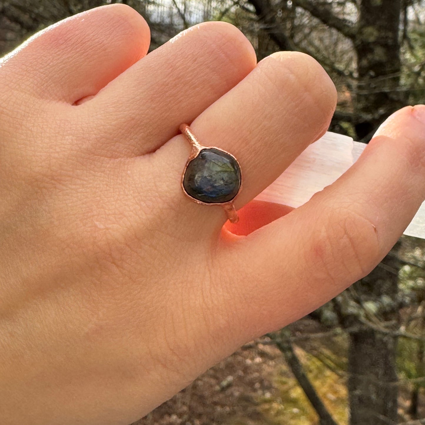 Labradorite Crystal Handmade Ring Size 8