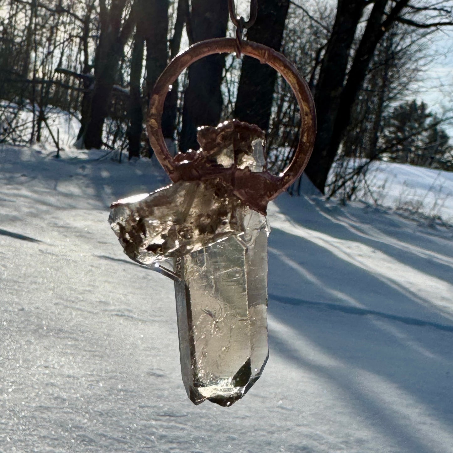 Smoky Rutile Crystal Point Pendant