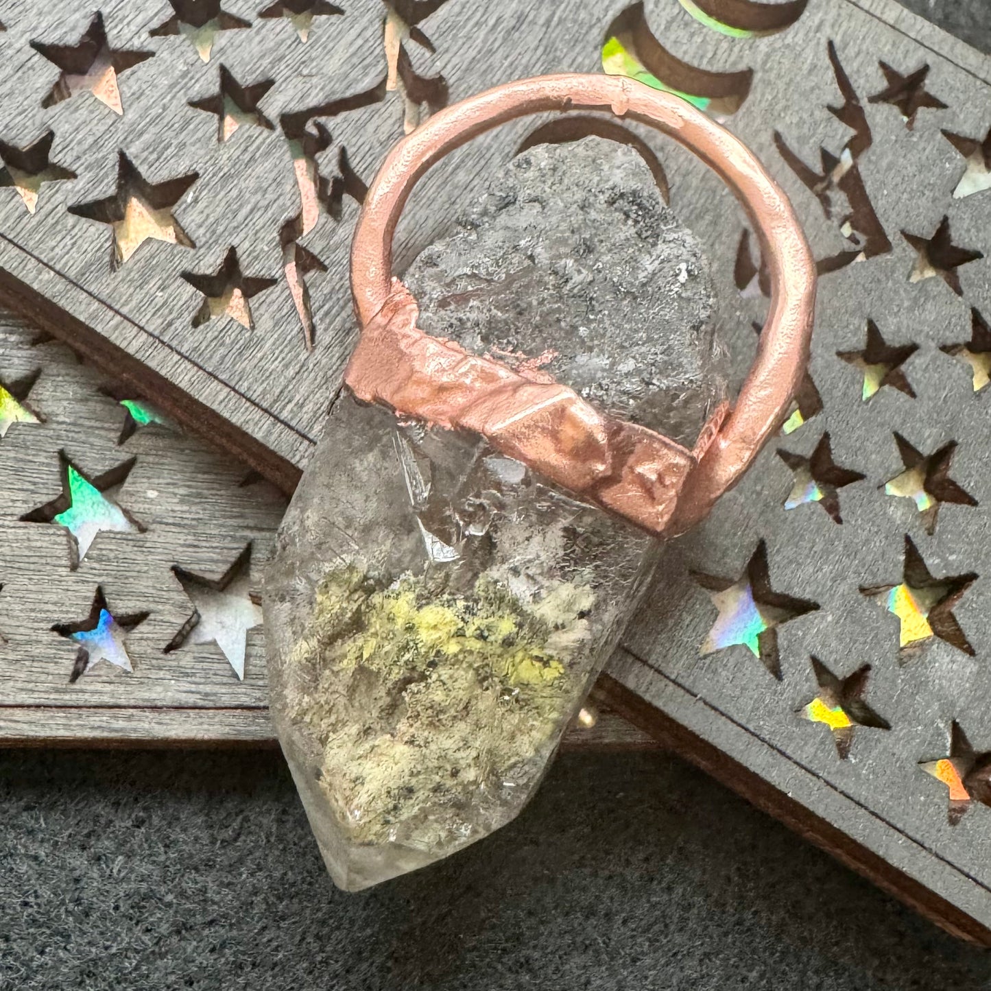 Smoky Lodalite Crystal Point Necklace