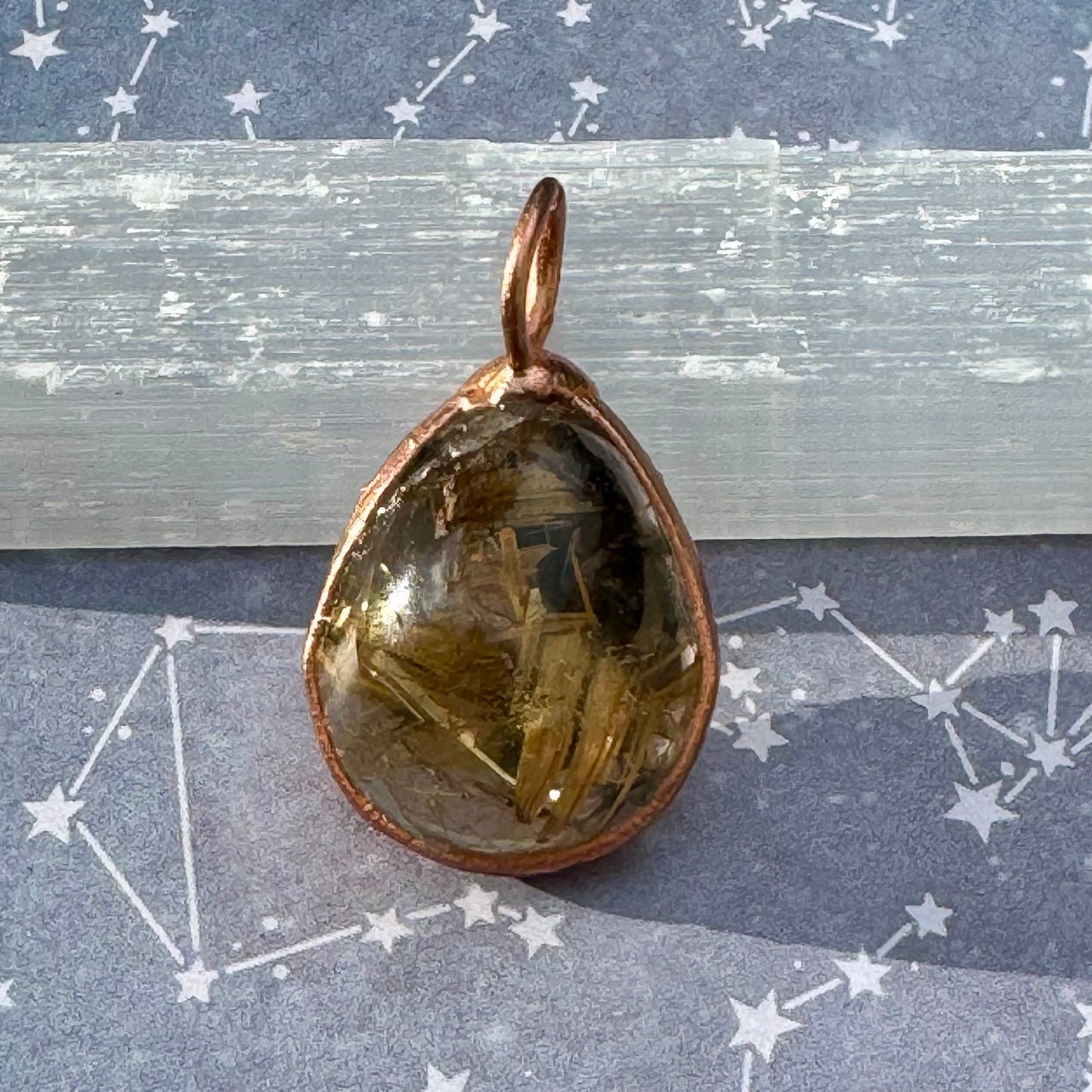 Rutilated Quartz Teardrop Pendant