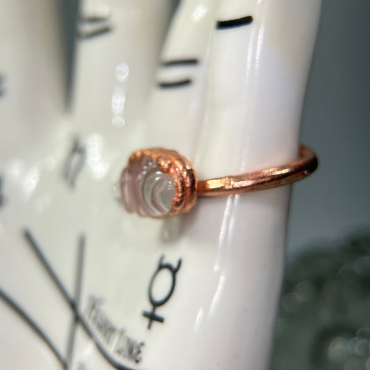 Carved Rose Quartz Ring Size 7.5