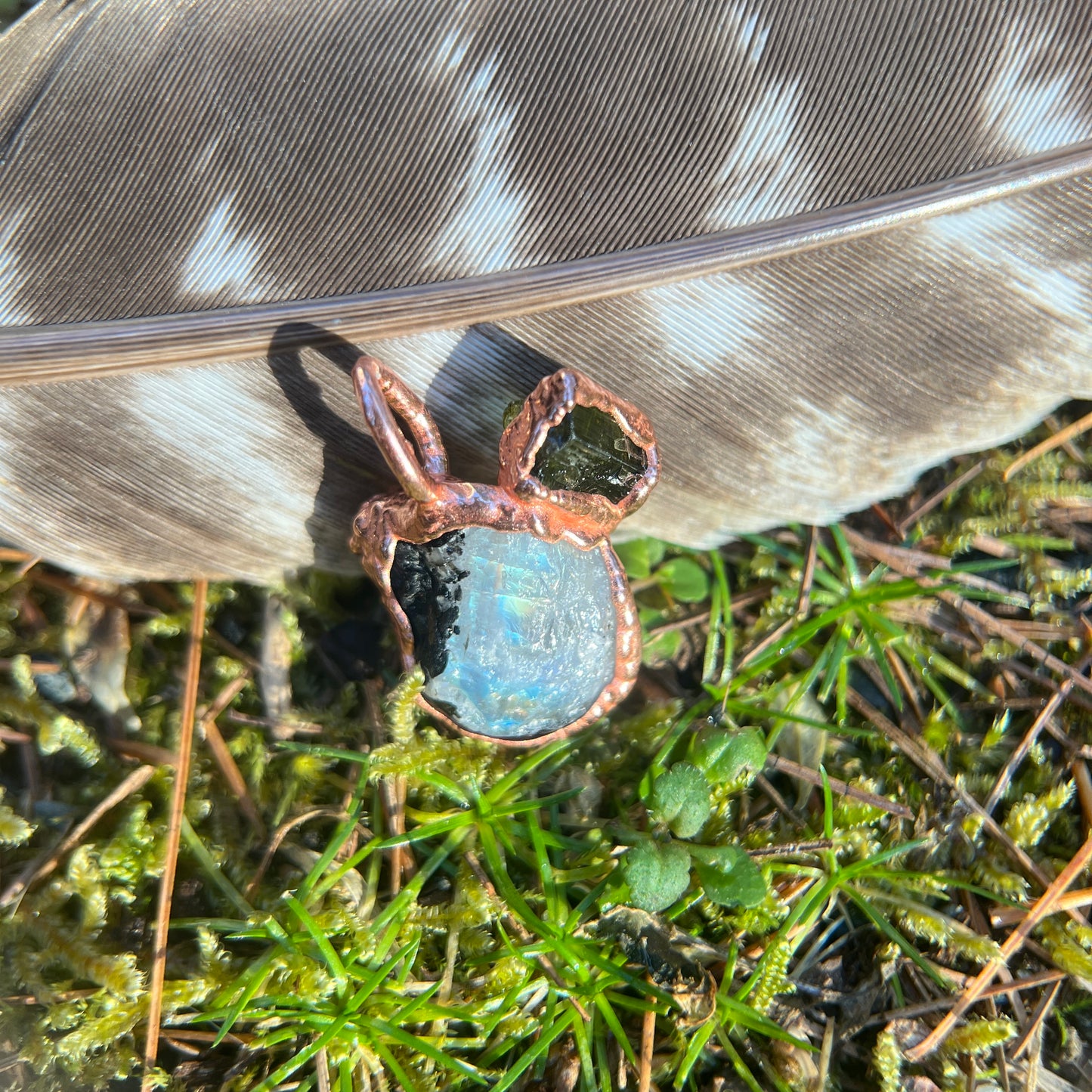 Moonstone Necklace with Green Tourmaline