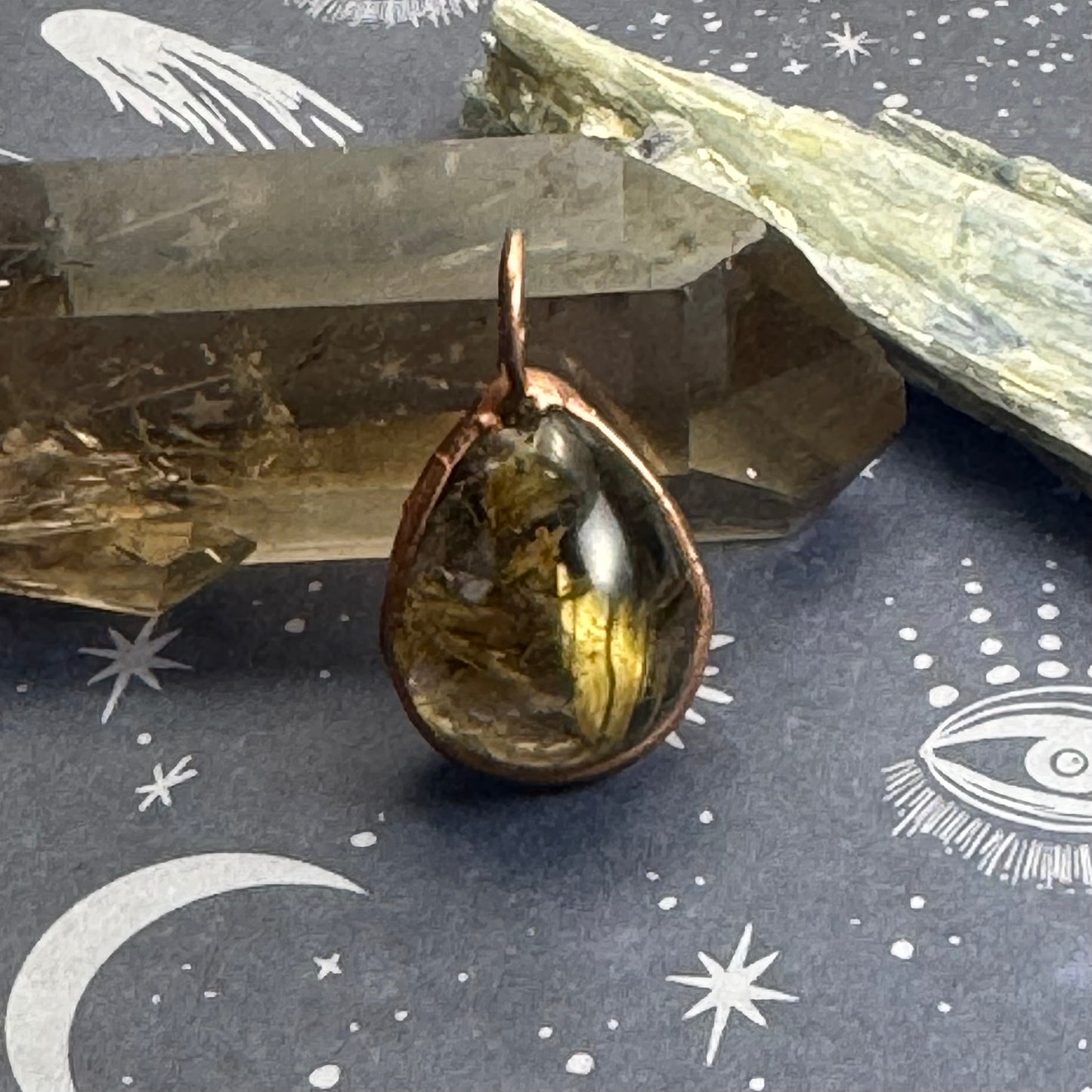 Rutilated Quartz Teardrop Pendant