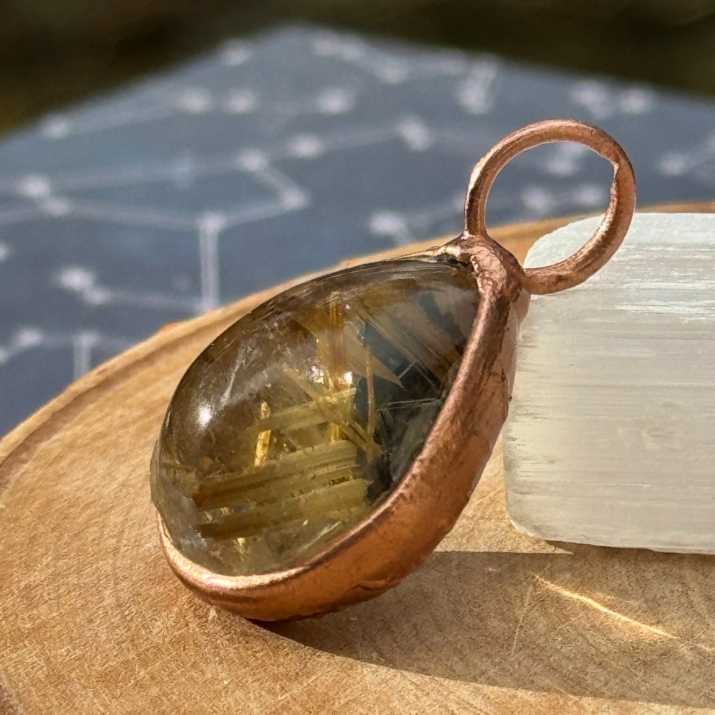 Rutilated Quartz Teardrop Pendant