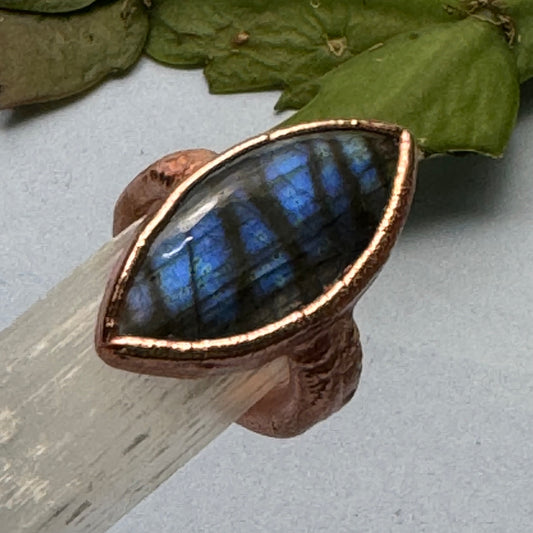 Labradorite Crystal Ring Size 8