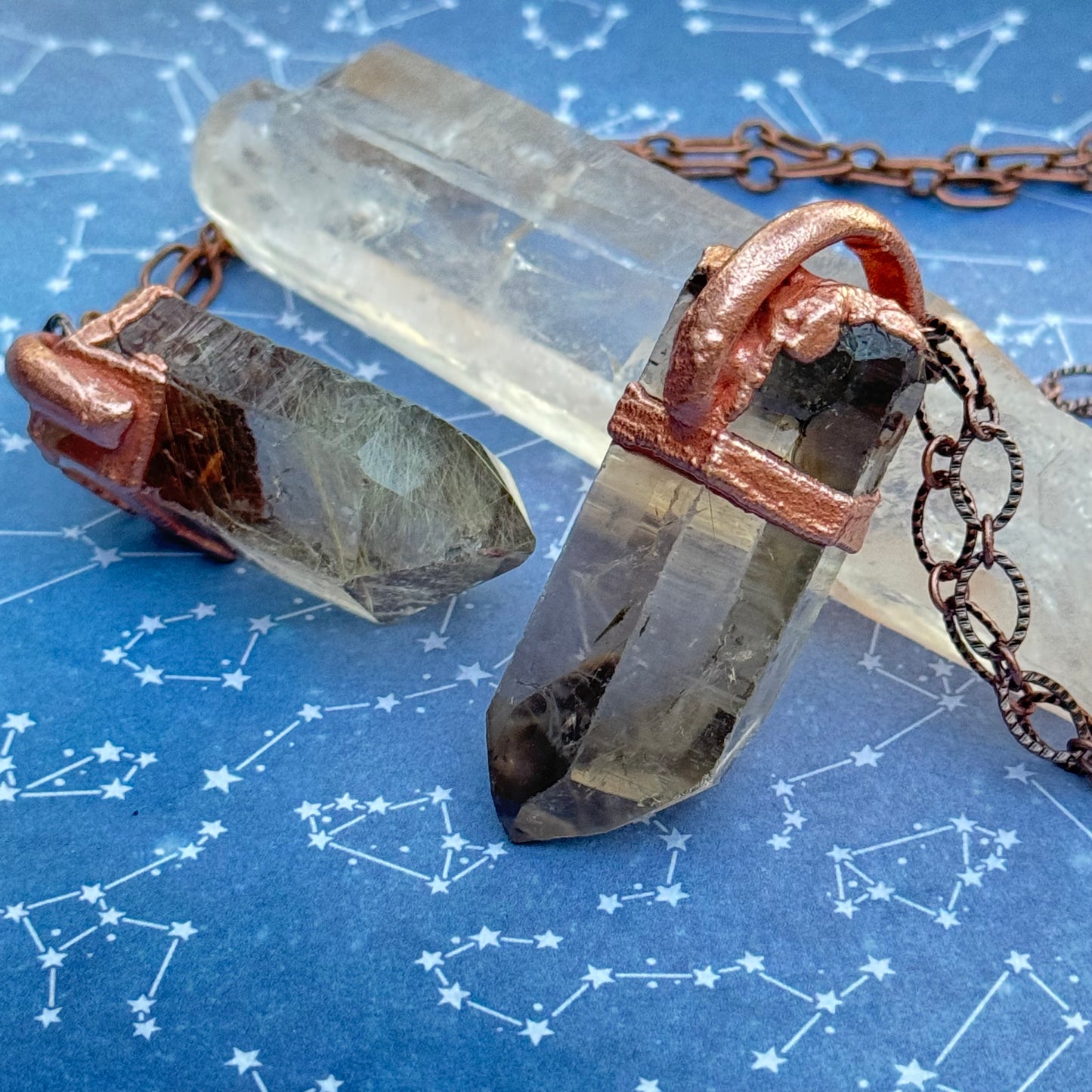 Smoky Rutile Crystal Point Pendant