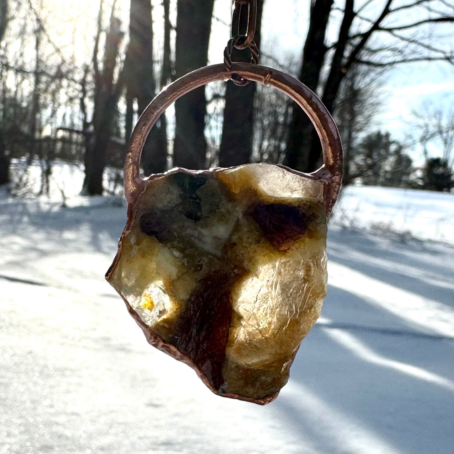 Pink + Green Tourmaline in Matrix Necklace