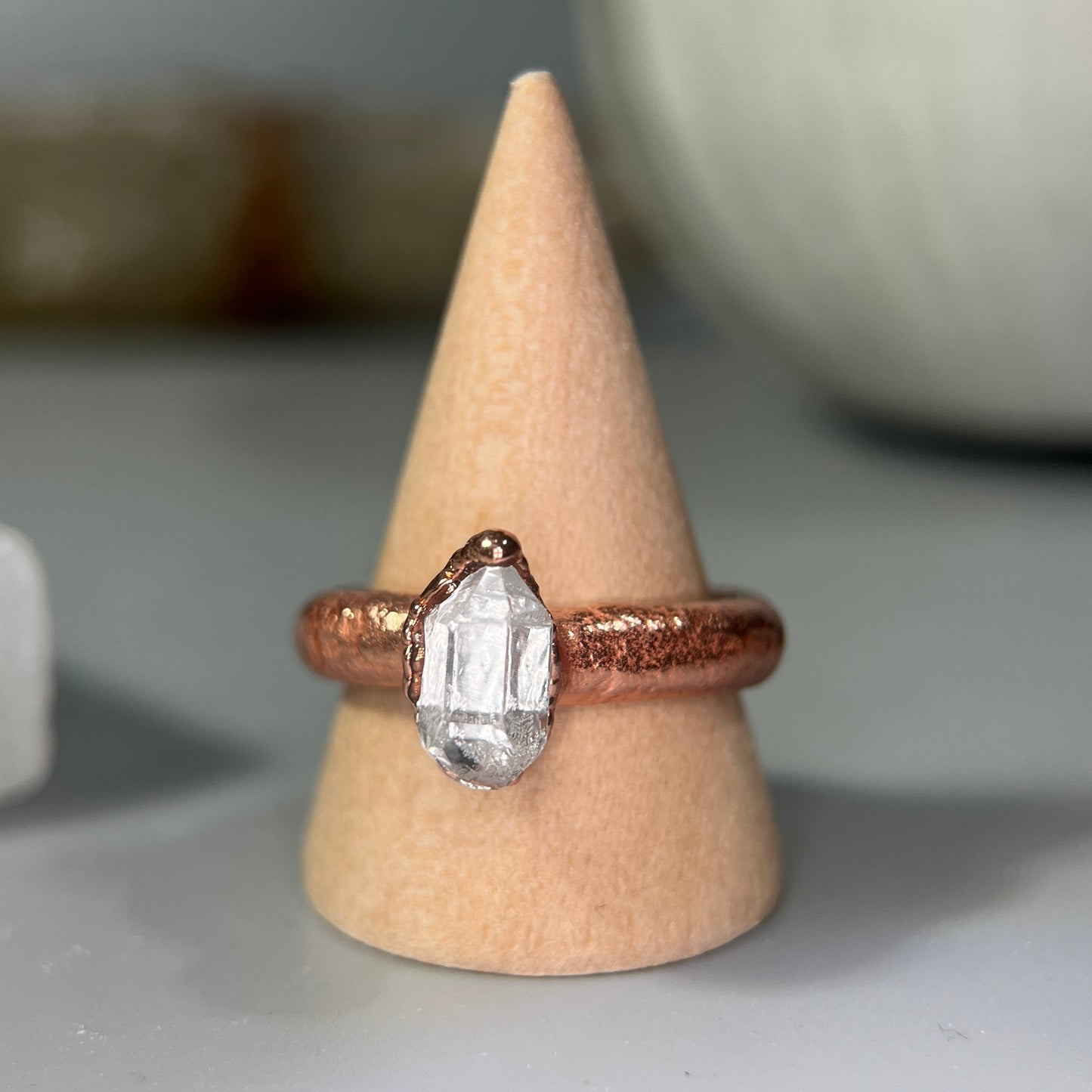Double Terminated Quartz Crystal Stack Ring 9