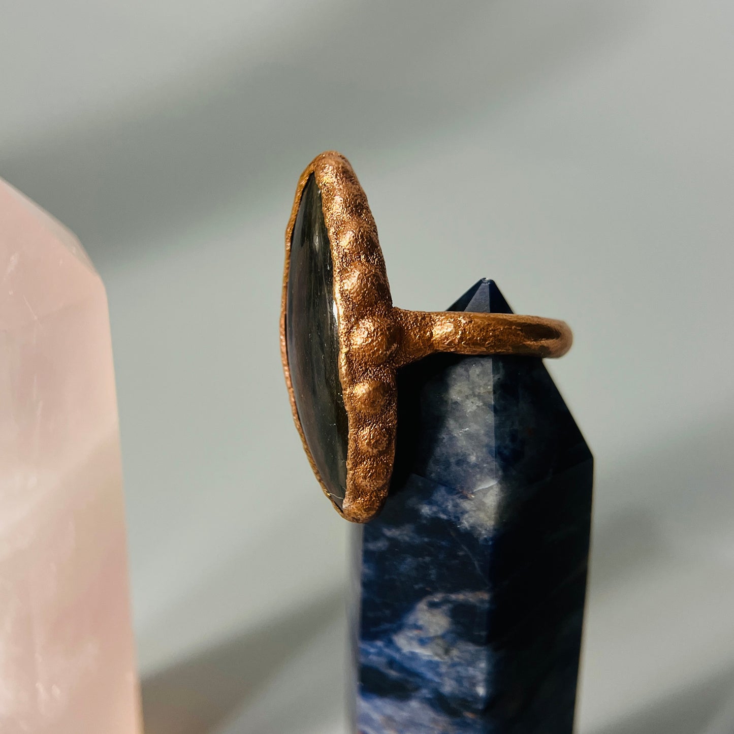 Labradorite Crystal Ring Size 6.5