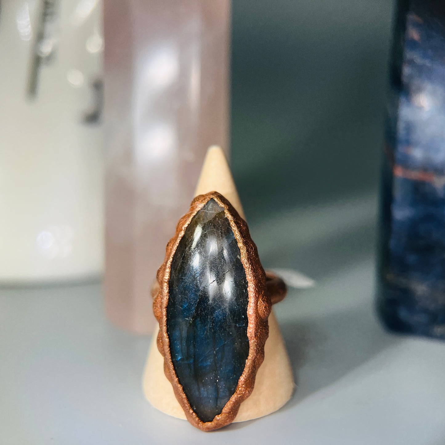 Labradorite Crystal Ring Size 6.5