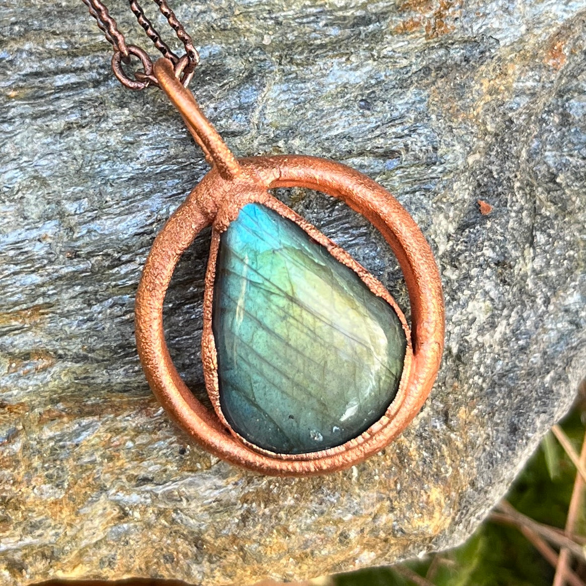 Healing, crystal labradorite, stone pendant, necklace for gift for women ￼