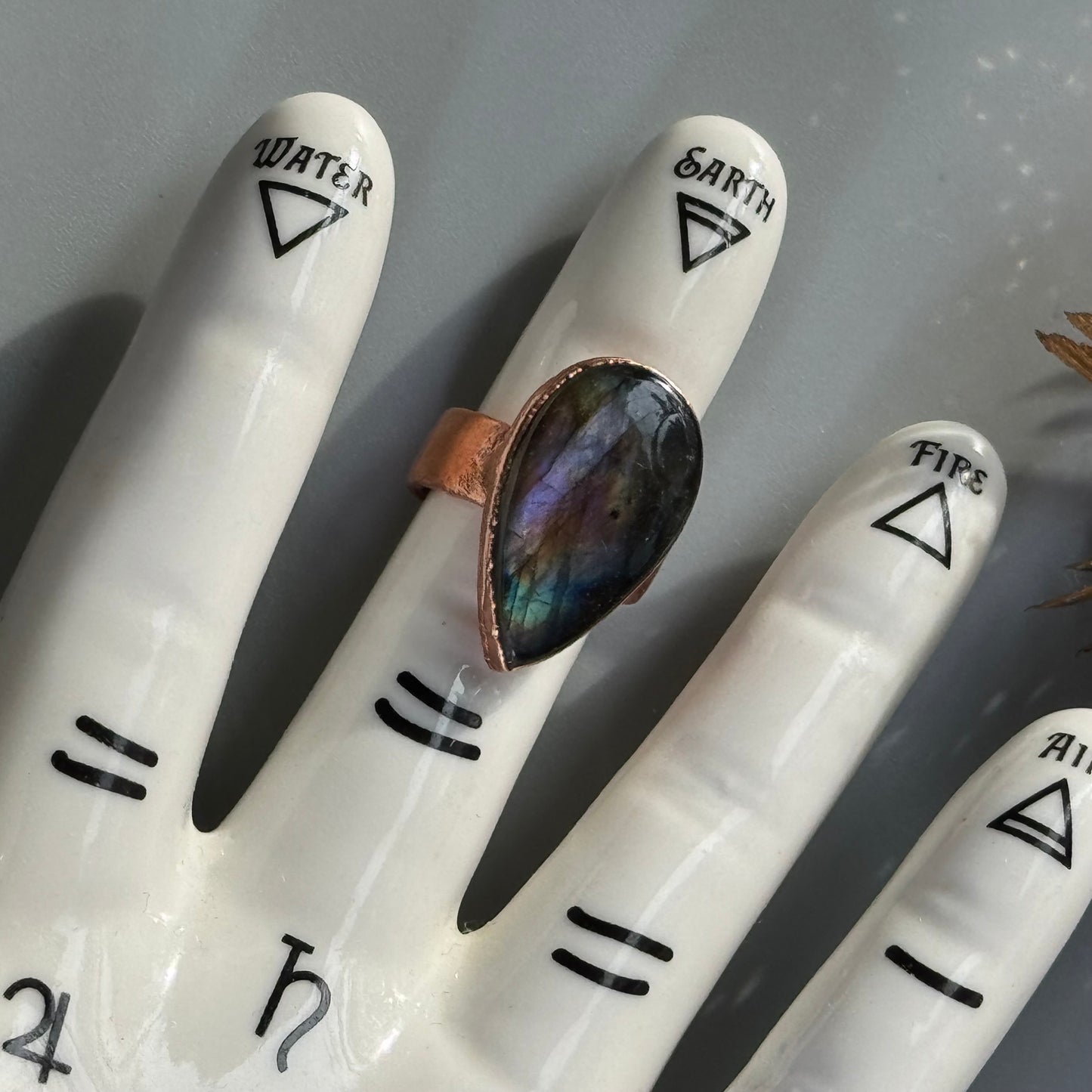 Labradorite Crystal Ring Size 6