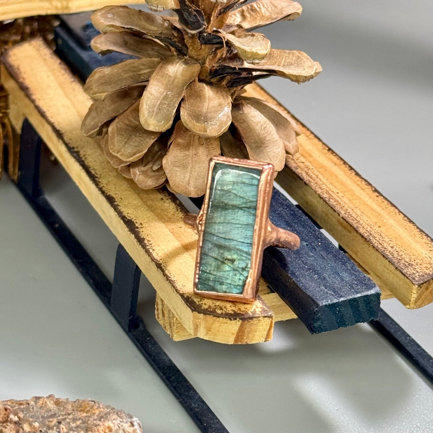 Labradorite Crystal Handmade Ring Size 8.5