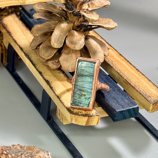 Labradorite Crystal Handmade Ring Size 8.5