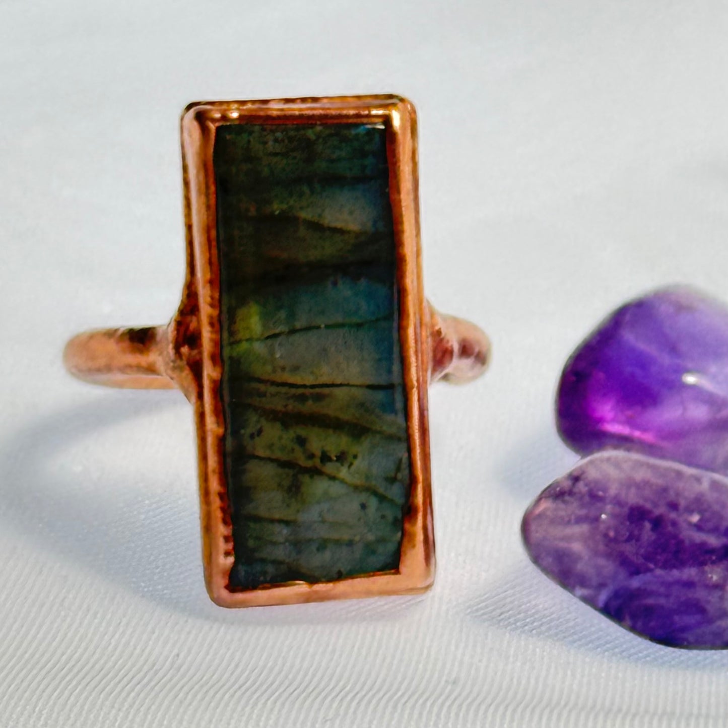 Labradorite Crystal Handmade Ring Size 8.5